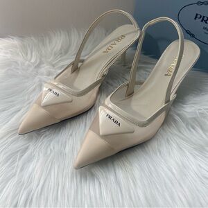 Prada Women's Beige Slingback Heels